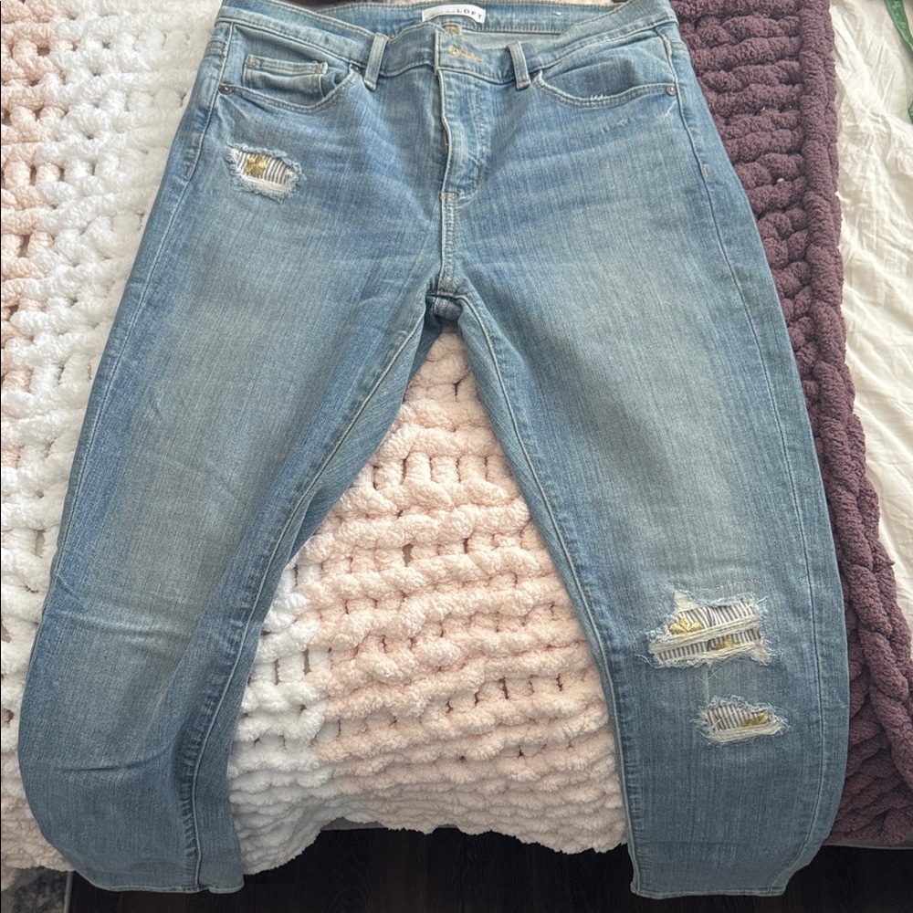 LOFT Light Blue Distressed Boyfriend Jeans